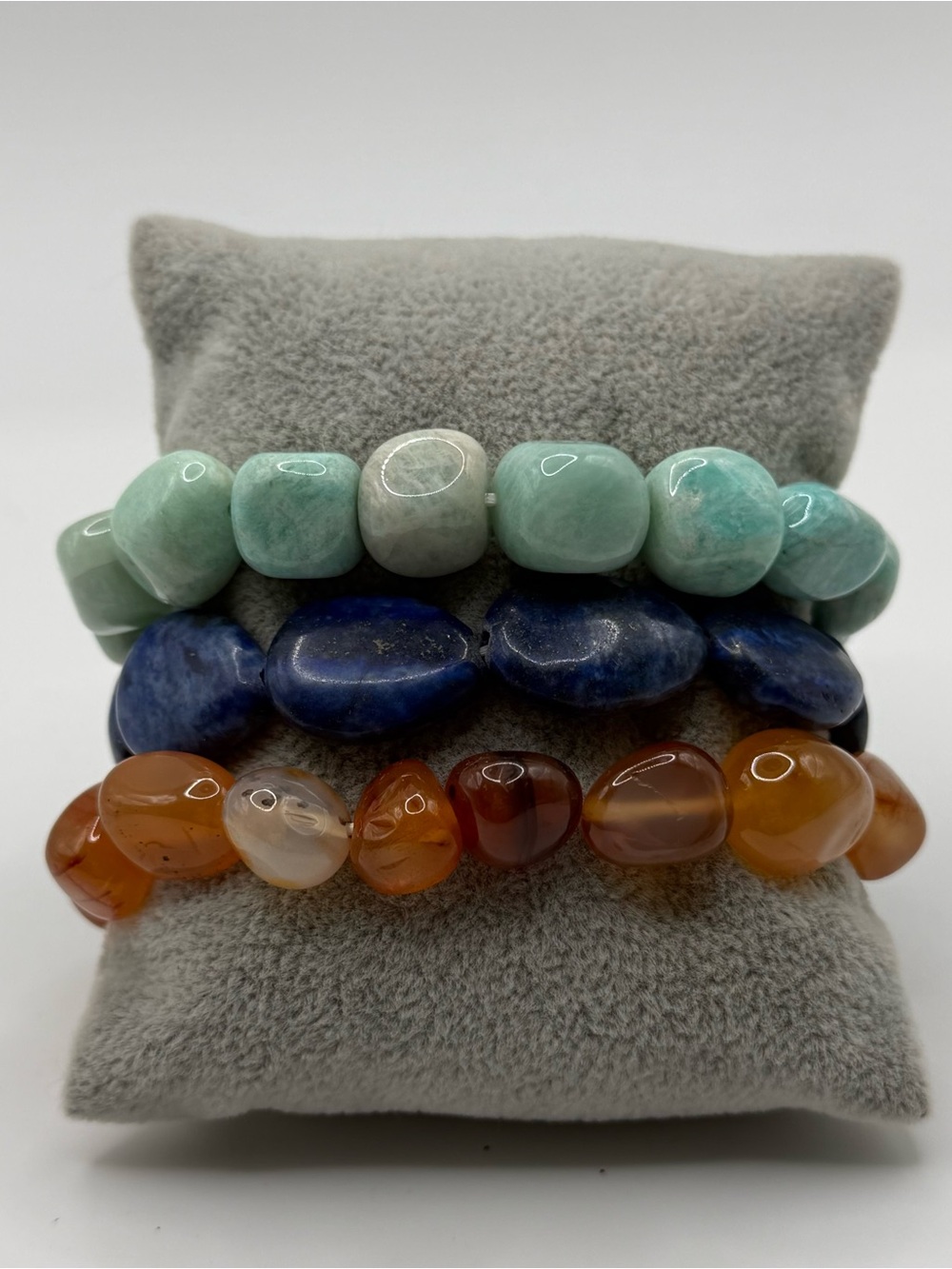 Set of 3 Handmade Multi-Stone Stretch Bracelet Set